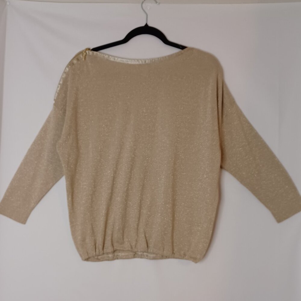 Women's Charter Club Gold long sleeve‎ top with Zipper on left shoulder Size Med - Picture 2 of 6